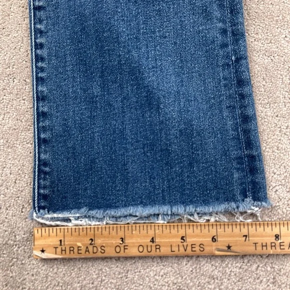 MOTHER Jeans Womens 28 Blue Insider Ankle Fray Sweet Lime Cropped Flare USA VTG - Picture 12 of 15